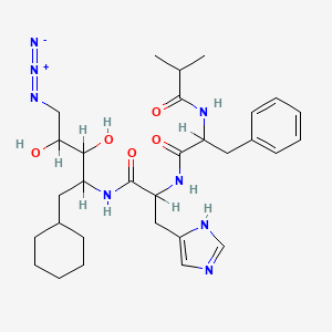 molecular formula C30H44N8O5 B1664740 N-[1-[[1-[(5-azido-1-cyclohexyl-3,4-dihydroxypentan-2-yl)amino]-3-(1H-imidazol-5-yl)-1-oxopropan-2-yl]amino]-1-oxo-3-phenylpropan-2-yl]-2-methylpropanamide CAS No. 117978-26-4