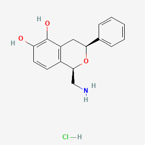 molecular formula C16H18ClNO3 B1664741 cis-1-(Aminomethyl)-3-phenylisochroman-5,6-diol hydrochloride CAS No. 130465-39-3
