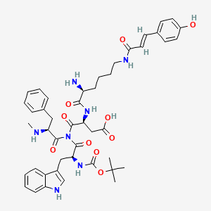 (3S)-3-[[(2S)-2-amino-6-[[(E)-3-(4-hydroxyphenyl)prop-2-enoyl]amino]hexanoyl]amino]-4-[[(2S)-3-(1H-indol-3-yl)-2-[(2-methylpropan-2-yl)oxycarbonylamino]propanoyl]-[(2S)-2-(methylamino)-3-phenylpropanoyl]amino]-4-oxobutanoic acid