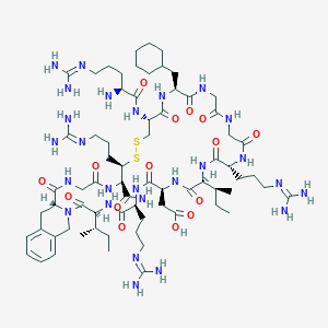 molecular formula C69H116N26O15S2 B1664746 L-Cysteinamide, L-arginyl-L-cysteinyl-3-cyclohexyl-L-alanylglycylglycyl-L-arginyl-L-isoleucyl-L-alpha-aspartyl-L-arginyl-L-isoleucyl-D-1,2,3,4-tetrahydro-3-isoquinolinecarbonyl-L-arginyl-, cyclic (2-13)-disulfide CAS No. 132956-87-7