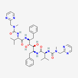 molecular formula C42H56N10O6 B1664747 N-{1-Benzyl-(2R,3S)-2,3-dihydroxy-4-[3-methyl-2-(3-methyl-3-pyridin-2-ylmethyl-ureido)-butyrylamino]-5-phenyl-pentyl}-3-methyl-2-(3-methyl-3-pyridin-2-ylmethyl-ureido)-butyramide CAS No. 134878-17-4