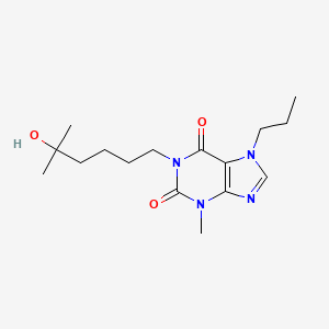 molecular formula C16H26N4O3 B1664748 1H-Purine-2,6-dione, 3,7-dihydro-1-(5-hydroxy-5-methylhexyl)-3-methyl-7-propyl- CAS No. 107767-58-8