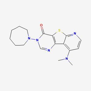 molecular formula C17H21N5OS B1664755 Pyrido(3',2':4,5)thieno(3,2-d)pyrimidin-4(3H)-one, 9-(dimethylamino)-3-(hexahydro-1H-azepin-1-yl)- CAS No. 869802-58-4
