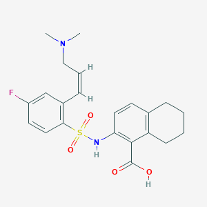 molecular formula C22H25FN2O4S B1664756 2-[({2-[(1Z)-3-(Dimethylamino)prop-1-enyl]-4-fluorophenyl}sulfonyl)amino]-5,6,7,8-tetrahydronaphthalene-1-carboxylic acid CAS No. 904680-01-9
