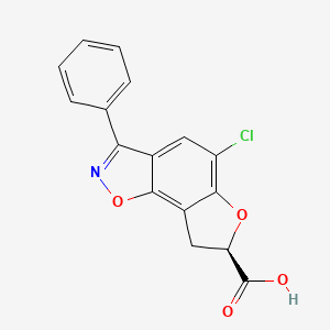 molecular formula C16H10ClNO4 B1664757 (7R)-5-chloro-3-phenyl-7,8-dihydrofuro[2,3-g][1,2]benzoxazole-7-carboxylic acid CAS No. 107804-48-8
