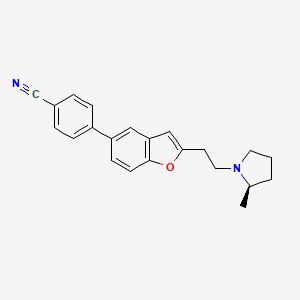 molecular formula C22H22N2O B1664764 (R)-4-(2-(2-(2-methylpyrrolidin-1-yl)ethyl)benzofuran-5-yl)benzonitrile CAS No. 460746-46-7