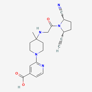 molecular formula C21H25N5O3 B1664766 4-Pyridinecarboxylic acid, 2-(4-((2-((2S,5R)-2-cyano-5-ethynyl-1-pyrrolidinyl)-2-oxoethyl)amino)-4-methyl-1-piperidinyl)- CAS No. 676559-83-4