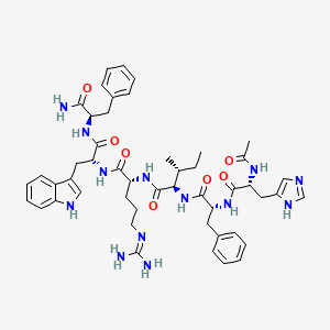 molecular formula C49H63N13O7 B1664770 D-Phenylalaninamide, N-acetyl-D-histidyl-D-phenylalanyl-D-isoleucyl-D-arginyl-D-tryptophyl- CAS No. 212966-15-9