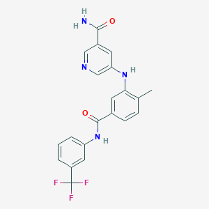 molecular formula C21H17F3N4O2 B1664809 5-[(2-Methyl-5-{[3-(trifluoromethyl)phenyl]carbamoyl}phenyl)amino]pyridine-3-carboxamide CAS No. 1135219-23-6