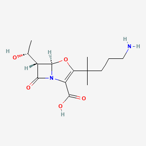 molecular formula C14H22N2O5 B1664815 4-Oxa-1-azabicyclo(3.2.0)hept-2-ene-2-carboxylic acid, 3-(4-amino-1,1-dimethylbutyl)-6-((1R)-1-hydroxyethyl)-7-oxo-, (5R,6R)- CAS No. 414858-51-8