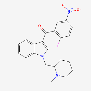 molecular formula C22H22IN3O3 B1664817 (2-碘-5-硝基苯基)(1-((1-甲基哌啶-2-基)甲基)-1H-吲哚-3-基)甲苯酮 CAS No. 444912-48-5