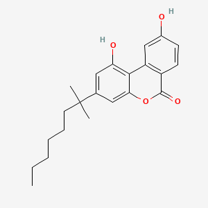 molecular formula C22H26O4 B1664820 6H-Dibenzo(b,d)pyran-6-one, 3-(1,1-dimethylheptyl)-1,9-dihydroxy- CAS No. 335371-37-4