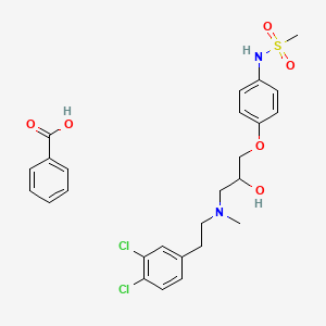molecular formula C26H30Cl2N2O6S B1664828 1-(4-甲磺酰胺基苯氧基)-3-(N-甲基-3,4-二氯苯乙胺基)-2-丙醇, 苯甲酸盐 CAS No. 178894-81-0