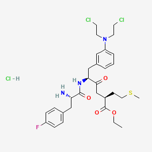 B1664837 L-Methionine, N-(3-(bis(2-chloroethyl)amino)-N-(4-fluoro-L-phenylalanyl)-L-phenylalanyl)-, ethyl ester, monohydrochloride CAS No. 83996-50-3
