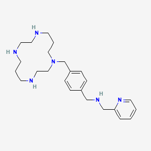 molecular formula C24H38N6 B1664846 2-Pyridinemethanamine, N-((4-(1,4,8,11-tetraazacyclotetradec-1-ylmethyl)phenyl)methyl)- CAS No. 185991-24-6