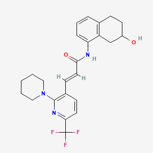 molecular formula C24H26F3N3O2 B1664854 2-Propenamide, 3-(2-(1-piperidinyl)-6-(trifluoromethyl)-3-pyridinyl)-N-(5,6,7,8-tetrahydro-7-hydroxy-1-naphthalenyl)-, (2E)- CAS No. 946615-43-6