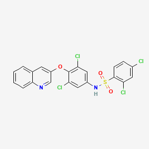 molecular formula C21H12Cl4N2O3S B1664859 苯磺酰胺，2,4-二氯-N-(3,5-二氯-4-(3-喹啉氧基)苯基)- CAS No. 315224-26-1