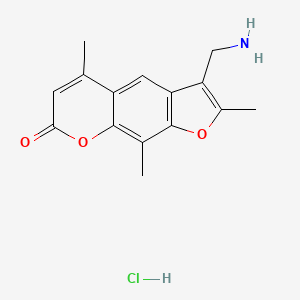 molecular formula C15H16ClNO3 B1664891 7H-Furo(3,2-g)(1)benzopyran-7-one, 3-(aminomethyl)-2,5,9-trimethyl-, hydrochloride CAS No. 62442-61-9