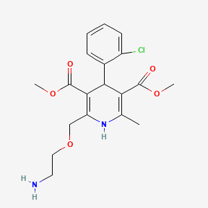 molecular formula C19H23ClN2O5 B1664911 Dimethyl 2-((2-aminoethoxy)methyl)-4-(2-chlorophenyl)-6-methyl-1,4-dihydropyridine-3,5-dicarboxylate CAS No. 140171-66-0