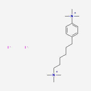 molecular formula C18H34I2N2 B1664920 AMMONIUM, (6-(p-TRIMETHYLAMMONIOPHENYL)HEXYL)TRIMETHYL-, DIIODIDE CAS No. 63951-21-3