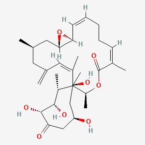 molecular formula C32H50O8 B1664937 (1S,2Z,6Z,10S,12R,13S,14R,17R,19S,20Z,24R,26S)-13,14,17,19-Tetrahydroxy-7,10,12,19,20,24-hexamethyl-22-methylidene-9,27-dioxabicyclo[24.1.0]heptacosa-2,6,20-triene-8,15-dione CAS No. 121350-99-0