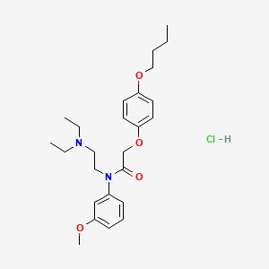 molecular formula C25H37ClN2O4 B1664974 Acetamide, N-(m-anisyl)-2-(p-butoxyphenoxy)-N-(2-(diethylamino)ethyl)-, hydrochloride CAS No. 27471-58-5