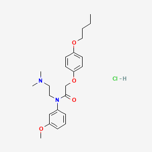 molecular formula C23H33ClN2O4 B1664975 乙酰胺，N-(间苯甲氧基)-2-(对丁氧基苯氧基)-N-(2-(二甲氨基)乙基)-，盐酸盐 CAS No. 27471-68-7