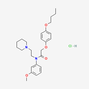 molecular formula C26H37ClN2O4 B1664977 Acetamide, N-(m-anisyl)-2-(p-butoxyphenoxy)-N-(2-piperidinoethyl)-, hydrochloride CAS No. 27468-56-0