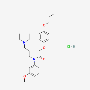 molecular formula C26H39ClN2O4 B1664978 Acetamide, N-(m-anisyl)-2-(p-butoxyphenoxy)-N-(3-(diethylamino)propyl)-, hydrochloride CAS No. 27471-61-0