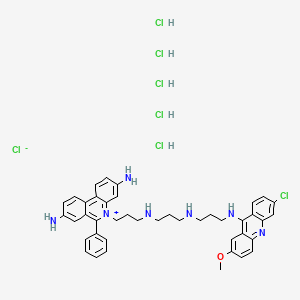 B1665001 3,8-Diamino-5-(3-((3-((3-((6-chloro-2-methoxyacridin-9-yl)amino)propyl)amino)propyl)amino)propyl)-6-phenylphenanthridinium chloride pentahydrochloride CAS No. 68942-32-5