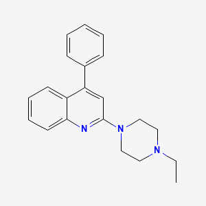 molecular formula C21H25Cl2N3 B1665011 喹啉，2-(4-乙基-1-哌嗪基)-4-苯基-，二盐酸盐 CAS No. 72320-59-3