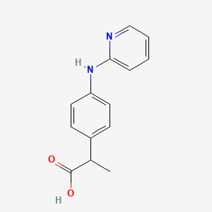 molecular formula C14H14N2O2 B1665012 Hydratropic acid, p-(2-pyridinylamino)- CAS No. 76302-29-9