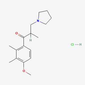 molecular formula C17H26ClNO2 B1665013 1-丙酮，1-(4-甲氧基-2,3-二甲苯基)-2-甲基-3-(1-吡咯烷基)-，盐酸盐 CAS No. 90852-27-0