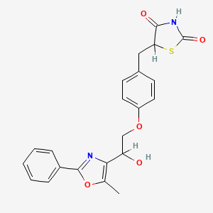 molecular formula C22H20N2O5S B1665016 5-[[4-[2-羟基-2-(5-甲基-2-苯基-1,3-恶唑-4-基)乙氧基]苯基]甲基]-1,3-噻唑烷-2,4-二酮 CAS No. 103788-05-2