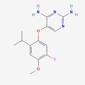 molecular formula C14H17IN4O2 B1665037 2,4-Pyrimidinediamine, 5-[5-iodo-4-methoxy-2-(1-methylethyl)phenoxy]- CAS No. 865305-30-2