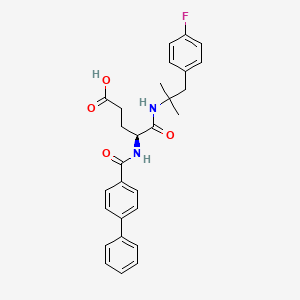 molecular formula C28H29FN2O4 B1665069 Pentanoic acid, 4-(((1,1'-biphenyl)-4-ylcarbonyl)amino)-5-((2-(4-fluorophenyl)-1,1-dimethylethyl)amino)-5-oxo-, (4S)- CAS No. 920289-29-8