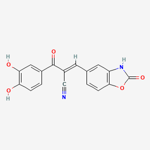 molecular formula C17H10N2O5 B1665072 (E)-2-(3,4-dihydroxybenzoyl)-3-(2-oxo-3H-1,3-benzoxazol-5-yl)prop-2-enenitrile CAS No. 638213-98-6