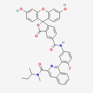 molecular formula C42H32FN3O7 B1665080 3-Isoquinolinecarboxamide, 1-(5-(((3',6'-dihydroxy-3-oxospiro(isobenzofuran-1(3H),9'-(9H)xanthen)-5-yl)carbonyl)amino)-2-fluorophenyl)-N-methyl-N-(1-methylpropyl)- CAS No. 143934-15-0