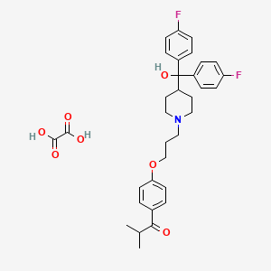 molecular formula C33H37F2NO7 B1665085 1-(4-(3-(4-(Bis-(4-fluorophenyl)hydroxymethyl)-1-piperidinyl)propoxy)phenyl)-2-methyl-1-propanone ethanedioate CAS No. 117023-62-8