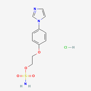 molecular formula C11H14ClN3O4S B1665086 Sulfamic acid, 2-(4-(1H-imidazol-1-yl)phenoxy)ethyl ester, monohydrochloride CAS No. 136167-33-4