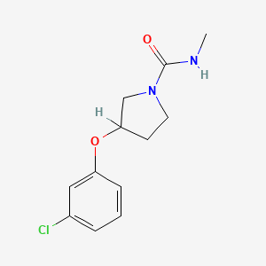 molecular formula C12H15ClN2O2 B1665090 1-Pyrrolidinecarboxamide, 3-(3-chlorophenoxy)-N-methyl- CAS No. 28482-91-9