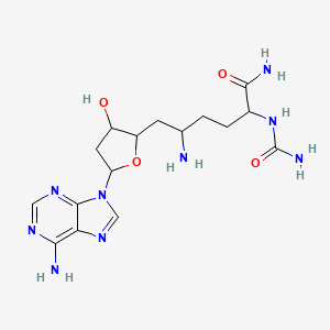 molecular formula C16H25N9O5 B1665117 5-Amino-6-[5-(6-aminopurin-9-yl)-3-hydroxyoxolan-2-yl]-2-(carbamoylamino)hexanamide CAS No. 67349-38-6