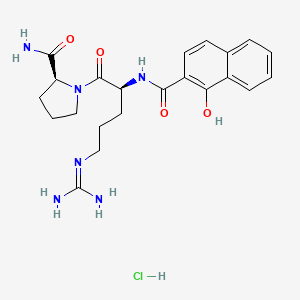molecular formula C22H29ClN6O4 B1665130 N-(1-Hydroxy-2-naphthoyl)-L-arginyl-L-prolinamide hydrochloride CAS No. 178925-65-0