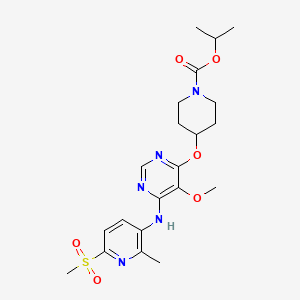 molecular formula C21H29N5O6S B1665132 Isopropyl 4-((5-methoxy-6-((2-methyl-6-(methylsulfonyl)pyridin-3-yl)amino)pyrimidin-4-yl)oxy)piperidine-1-carboxylate CAS No. 897732-93-3