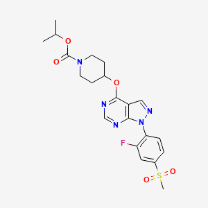 molecular formula C21H24FN5O5S B1665133 isopropyl 4-(1-(2-fluoro-4-(methylsulfonyl)phenyl)-1H-pyrazolo[3,4-d]pyrimidin-4-yloxy)piperidine-1-carboxylate CAS No. 832714-46-2