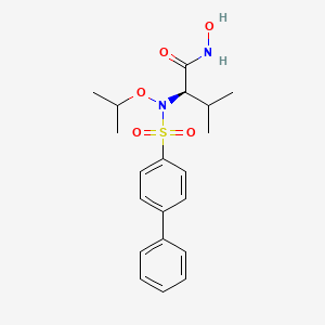 molecular formula C20H26N2O5S B1665175 (2R)-N-hydroxy-3-methyl-2-[(4-phenylphenyl)sulfonyl-propan-2-yloxyamino]butanamide CAS No. 849773-63-3