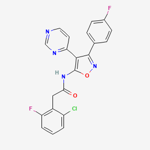 B1665198 2-(2-Chloro-6-fluoro-phenyl)-N-(3-(4-fluorophenyl)-4-pyrimidin-4-yl-isoxazol-5-yl)acetamide CAS No. 897644-83-6