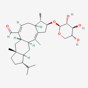 molecular formula C30H46O6 B1665215 Cyclopenta(4,5)cyclooct(1,2-f)indene-6-carboxaldehyde, 1,2,3,3a,4,6a,7,7a,8,9,10,10a,11,11a-tetradecahydro-10-(1-methylethyl)-3,7a,12-trimethyl-2-(beta-D-xylopyranosyloxy)-, (2S-(2-alpha,3-beta,3a-beta,6a-alpha,7a-alpha,10-beta,10a-beta,11a-beta))- CAS No. 122535-46-0