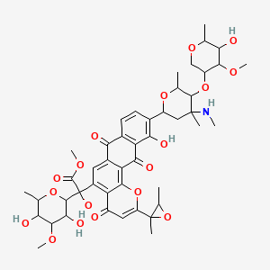 Methyl 2-(3,5-dihydroxy-4-methoxy-6-methyloxan-2-yl)-2-[2-(2,3-dimethyloxiran-2-yl)-11-hydroxy-10-[5-(5-hydroxy-4-methoxy-6-methyloxan-3-yl)oxy-4,6-dimethyl-4-(methylamino)oxan-2-yl]-4,7,12-trioxonaphtho[2,3-h]chromen-5-yl]-2-hydroxyacetate