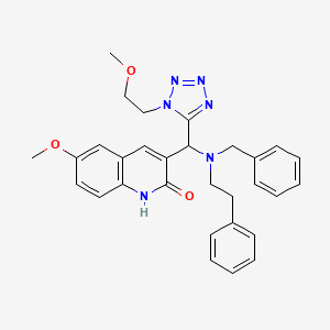 molecular formula C30H32N6O3 B1665288 6-methoxy-3-[[1-(2-methoxyethyl)tetrazol-5-yl]-(2-phenylethyl-(phenylmethyl)amino)methyl]-1H-quinolin-2-one CAS No. 70365-12-7